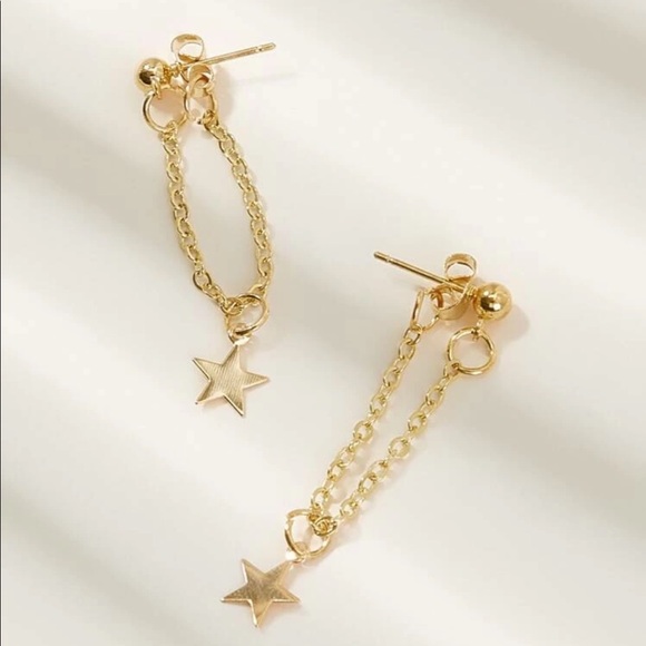•Sandy• Star Chain Drop Earrings - Picture 3 of 4